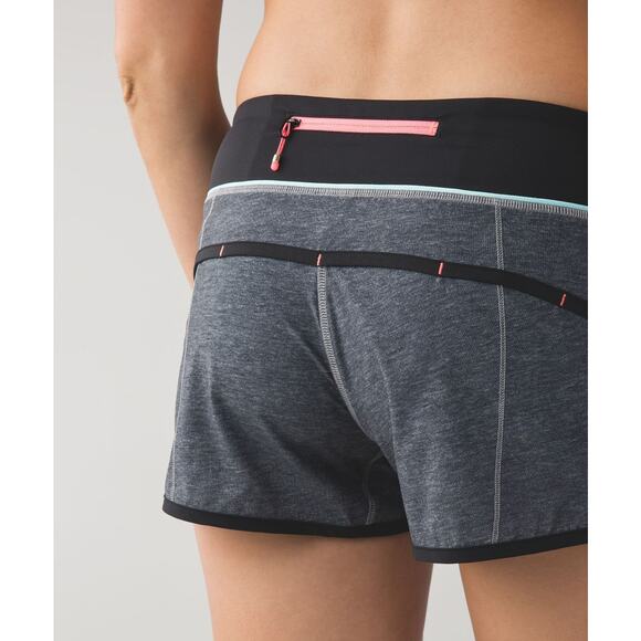 Lululemon Speed Short in Heathered Texture Printed Greyt Deep Coal Size 4 - Picture 2 of 5